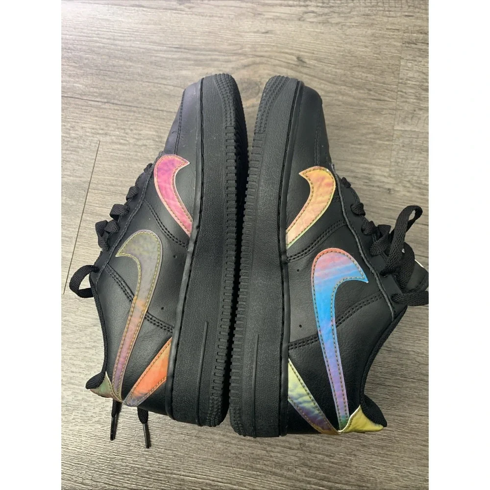 Nike Air Force 1 Low Black Iridescent CZ5890-001 Boys Size 6Y Sneaker